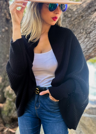 Amoli Ribbed Knit Shrug Cardigan