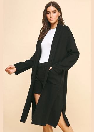PINCH Edge Detail Open Knit Cardigan
