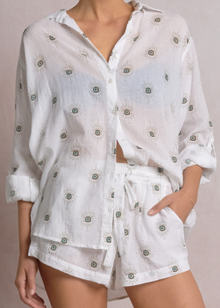 Elan Tropical Button Down Top