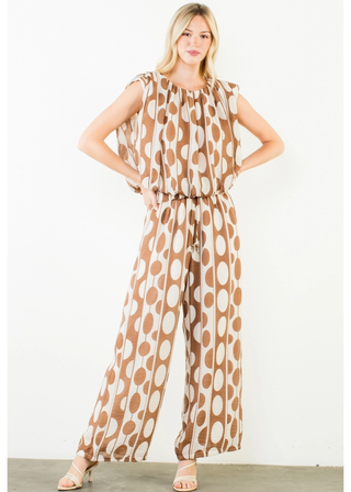 THML Oval Dot Smocked Waist Pants