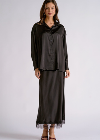 Elan Lace Back Button Down