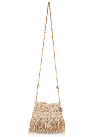 Mary Frances Dance All Night Ivory and Gold Scallops and Drape Handbags