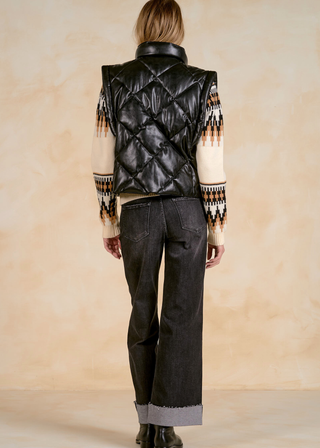 Elan Quilted Faux Leather Vest