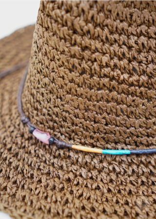 Olive & Pique Straw Crochet Packable Fedora