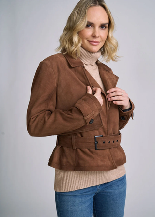Mauritius Noir RF Soft Suede Belted Jacket