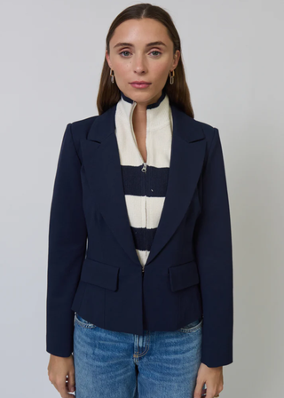 Central Park West Chelsea Rugby Stripe Sweater Dickey Jacket