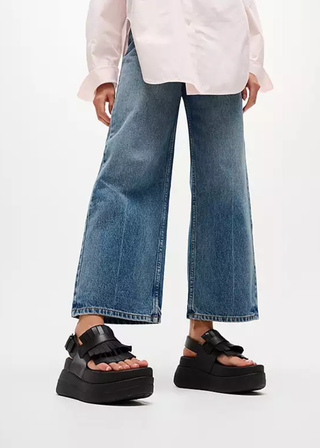 FitFlop F-MODE Stack Leather Toe-Post Sandals