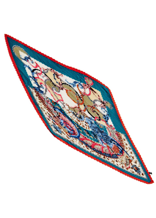 Abstract Design Pleated Square Scarf