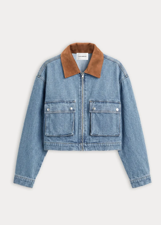 Good American The Denim Swing Cropped Jacket