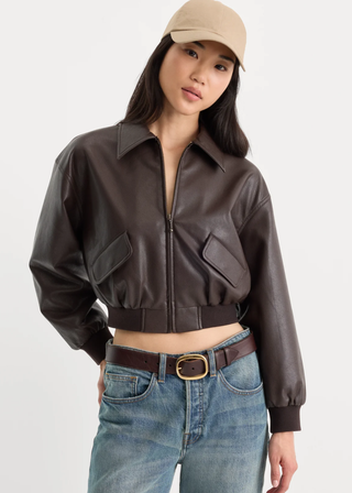 Good American Better Than Leather Bomber Jacket
