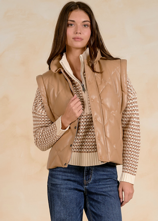 Elan Quilted Faux Leather Vest
