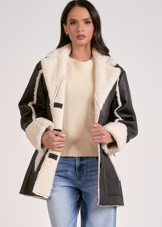 Elan Shearling & Faux Leather Jacket