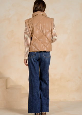 Elan Quilted Faux Leather Vest