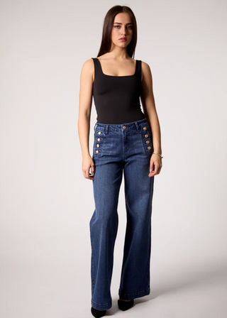 Blue Revival Sailor Mid Rise Wide Leg Jeans