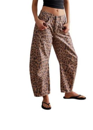 Free People Good Luck Printed Barrel Jeans - FS