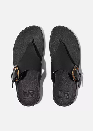 FitFlop Lulu Resin-Buckle Leather Sandals