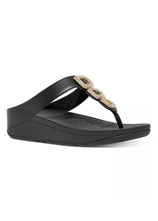 FitFlop Fino Crystal Chain Leather Toe-Post Sandals