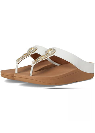 FitFlop Fino Crystal Chain Leather Toe-Post Sandals