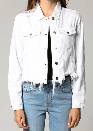 Hidden Cropped Fitted Denim Jacket