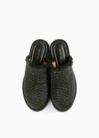 All Black Footwear Raffia Round Lugg Mule - MD