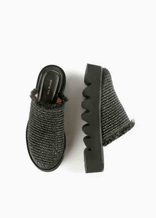 All Black Footwear Raffia Round Lugg Mule - MD