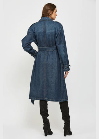 Hidden Long Trench Denim Coat - FS