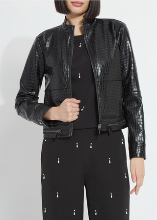 Lysse Yara Embossed Vegan Leather Moto Jacket